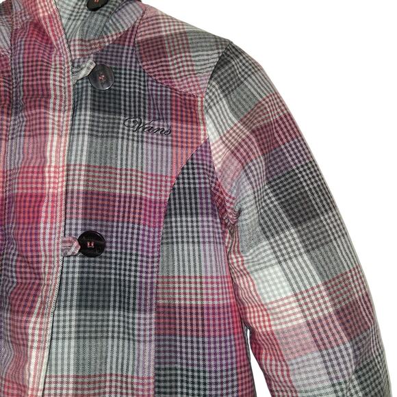 Vans Women's Checkered Plaid Hoodie Sweater Size M Pink Purple White Supercute - Picture 5 of 7